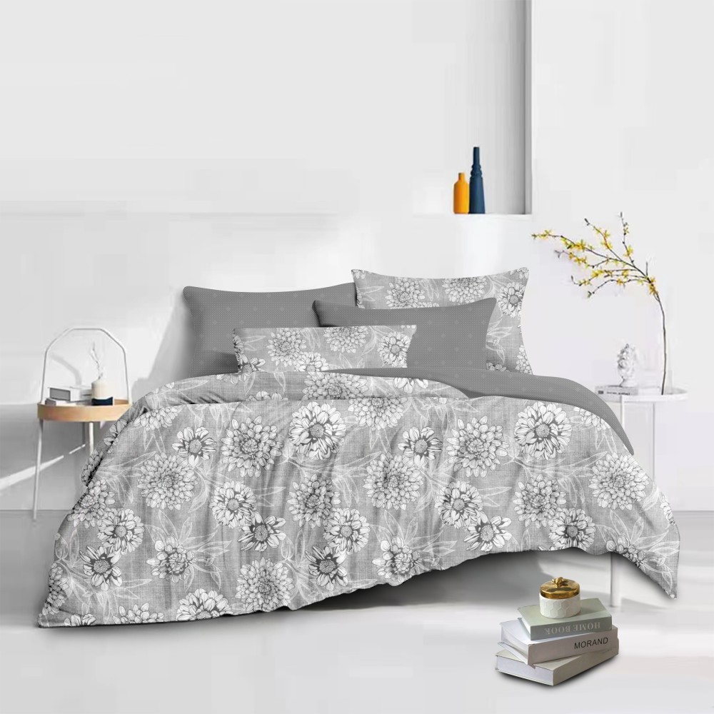 مفرش سرير نفرين مفارش صيفي رمادي غامق ٦ قطع - افضل مفارش صيفية بالرياض