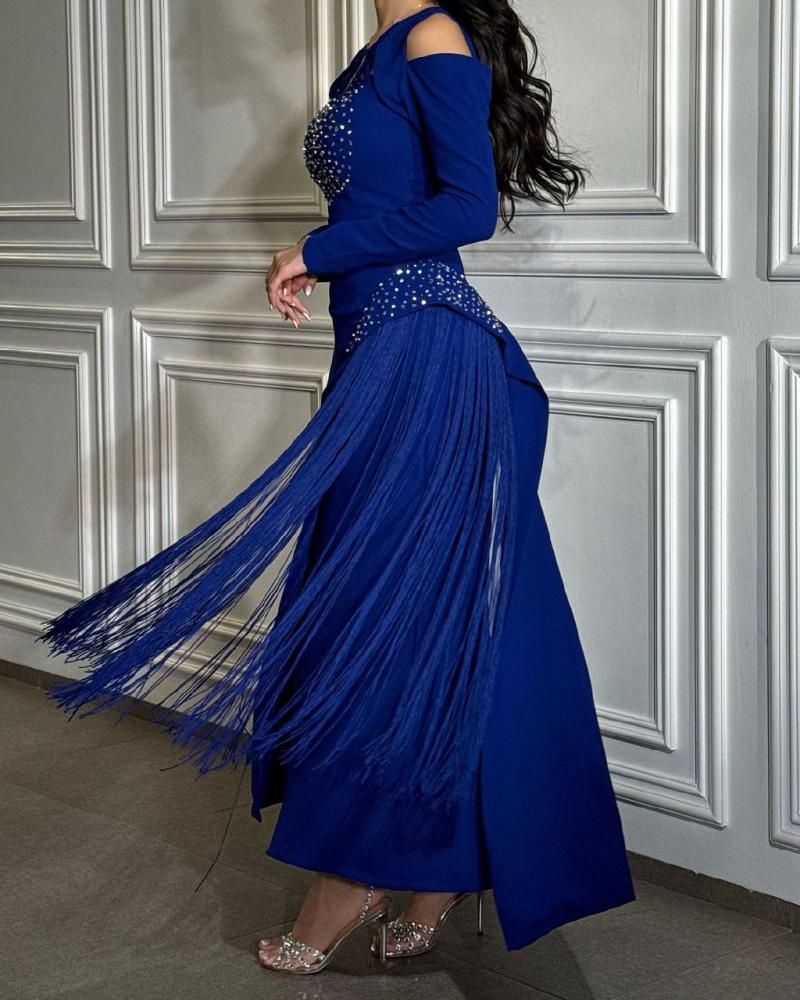 فساتين سهرة - فساتين نسائية - فستان ازرق ناعم - فستان ازرق