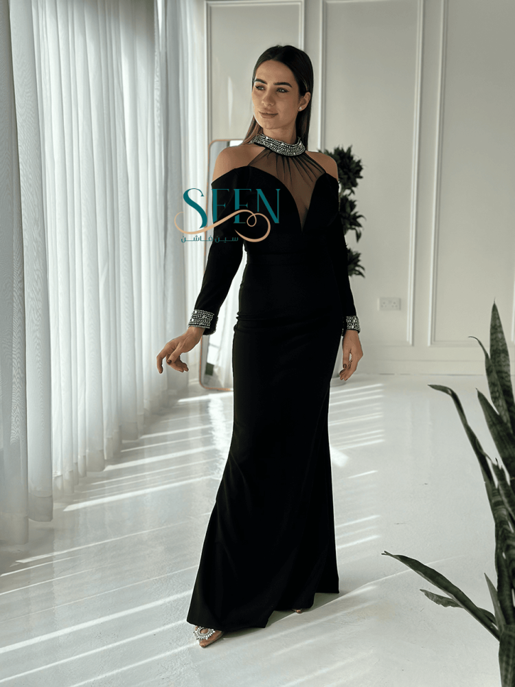 فستان اسود ناعم-5