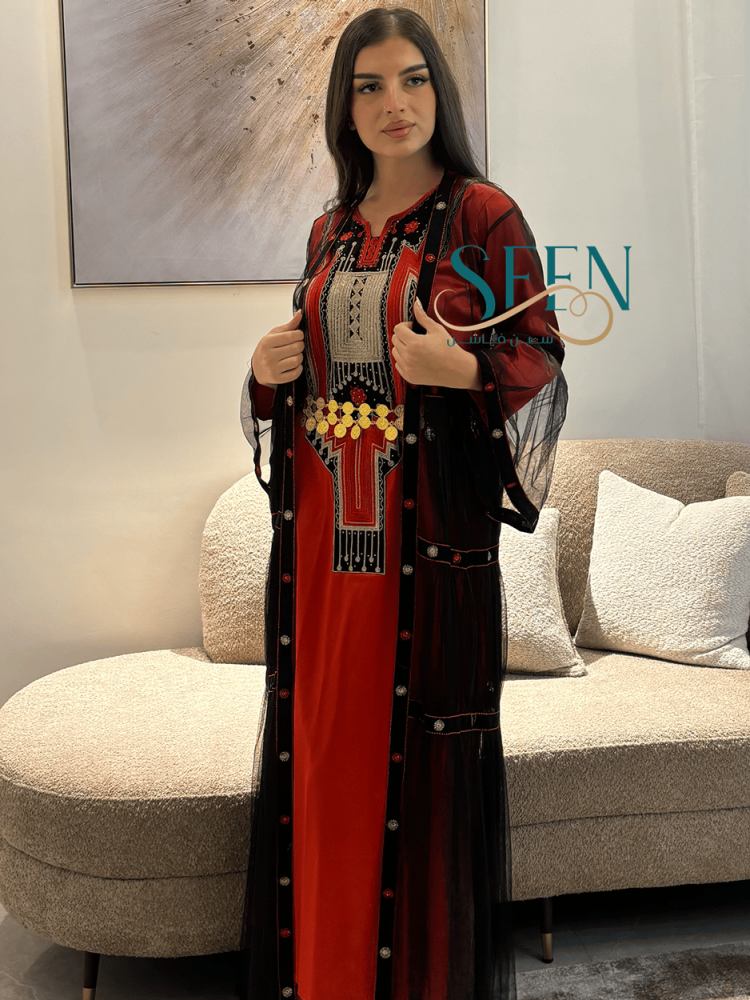 جلابية عسيرية لون أحمر