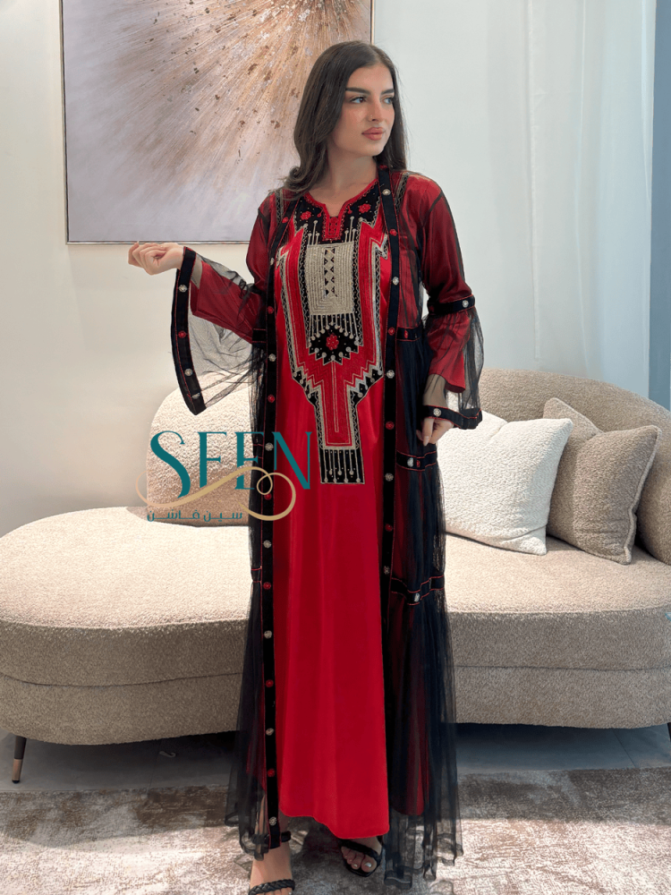 جلابية عسيرية لون أحمر