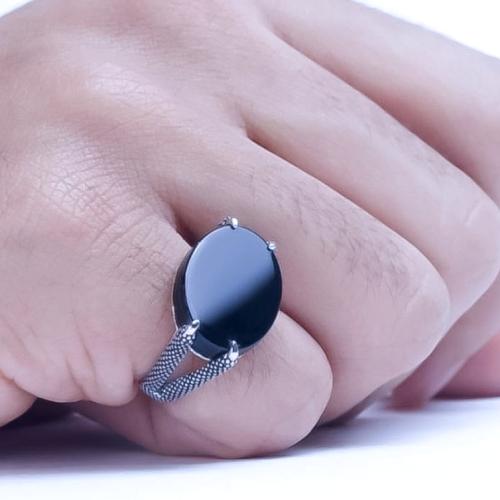 خاتم فضة عيار 925 ملكي مخلب لون أسود