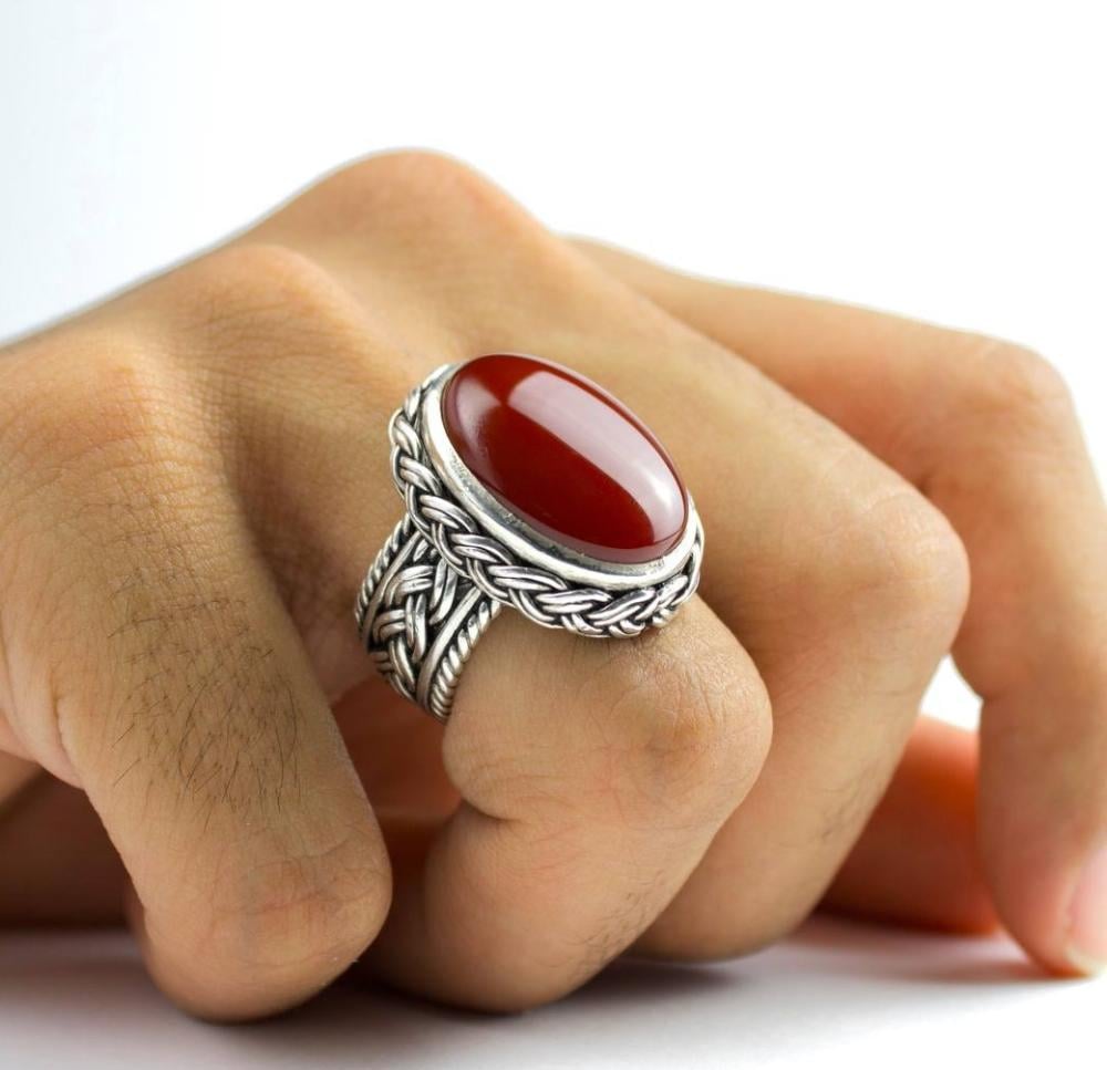 خاتم نجراني تفصيل فضة عيار 925  ثقيل صياغة يدوية سلك