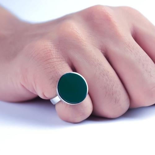 خاتم فضة عيار 925 ملكي أخضر