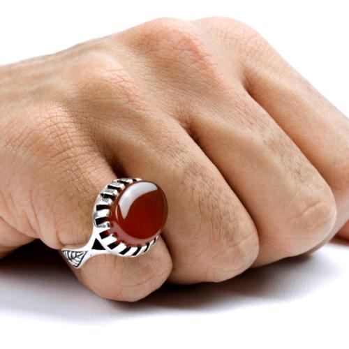 خاتم فضة عيار 925 عقيق يمني