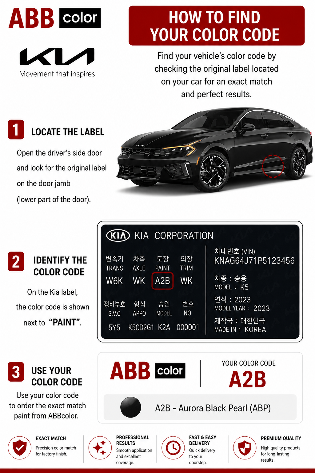 How to find Kia paint code for a custom touch up paint order