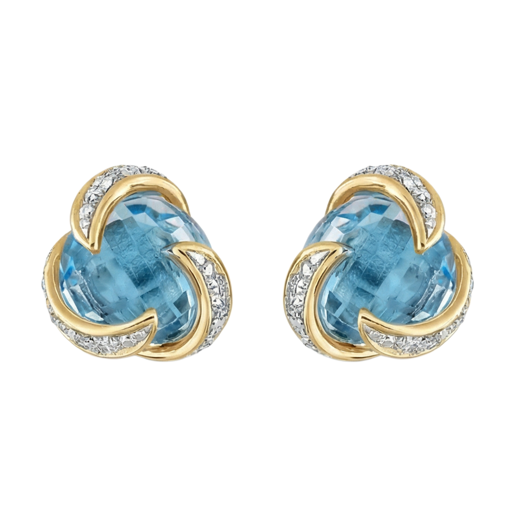 FRANK ROSHA Gold Diamond Necklace with Blue Topaz | ALDAHAM