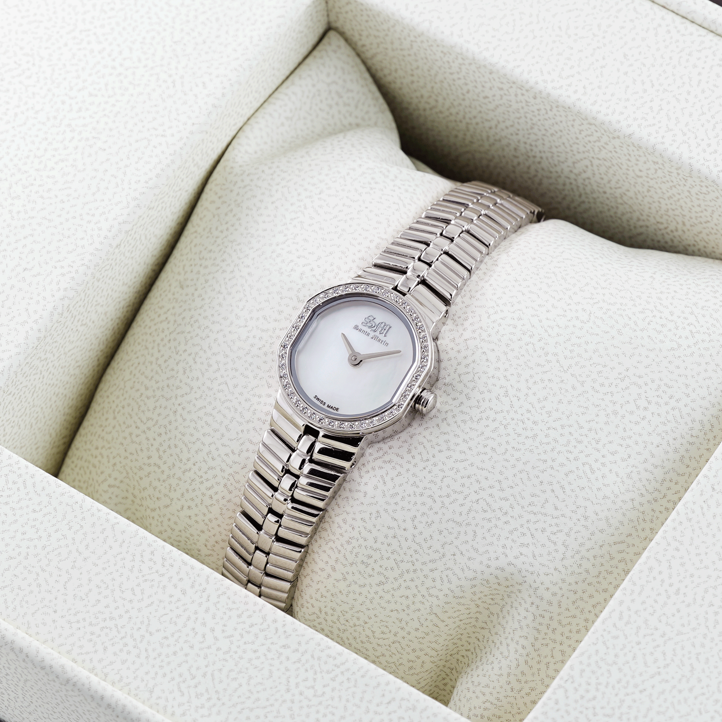 Santa Marine Silver Zircon Watch Geometric | Swiss Made - ALDAHAM