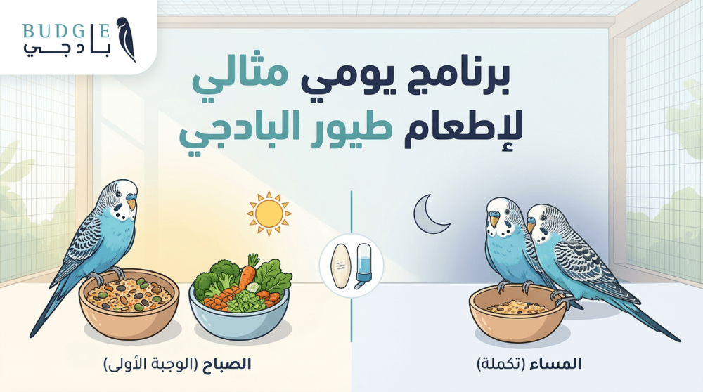 برنامج يومي مثالي لإطعام طيور البادجي (كم مرة وبأي كميات؟)
