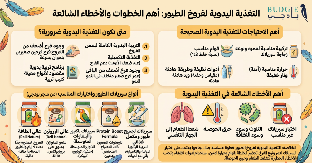التغذية اليدوية لفروخ الطيور: أهم الخطوات والأخطاء الشائعة