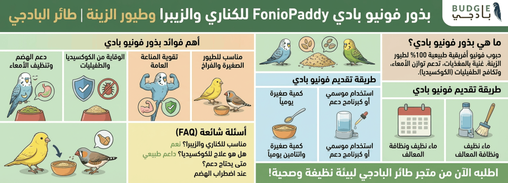 بذور فونيو بادي FonioPaddy للكناري والزيبرا وطيور الزينة