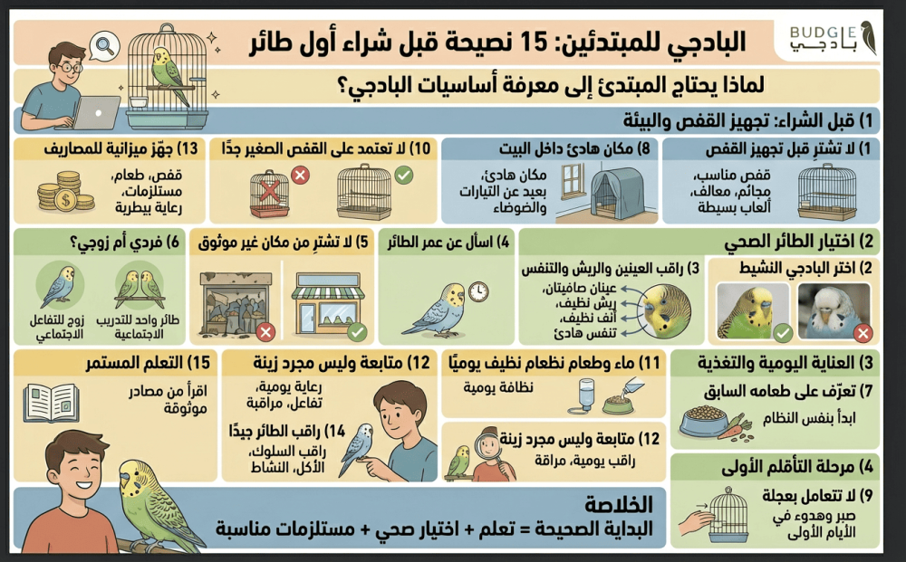البادجي للمبتدئين: 15 نصيحة قبل شراء أول طائر
