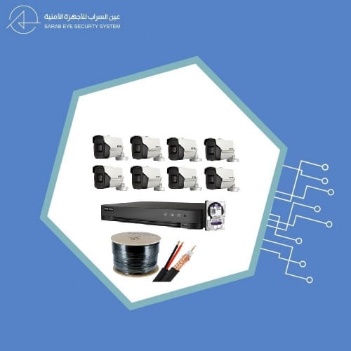 عرض نظام كامل هيك فيجن 8 كاميرات مراقبة 5MP أنالوج...