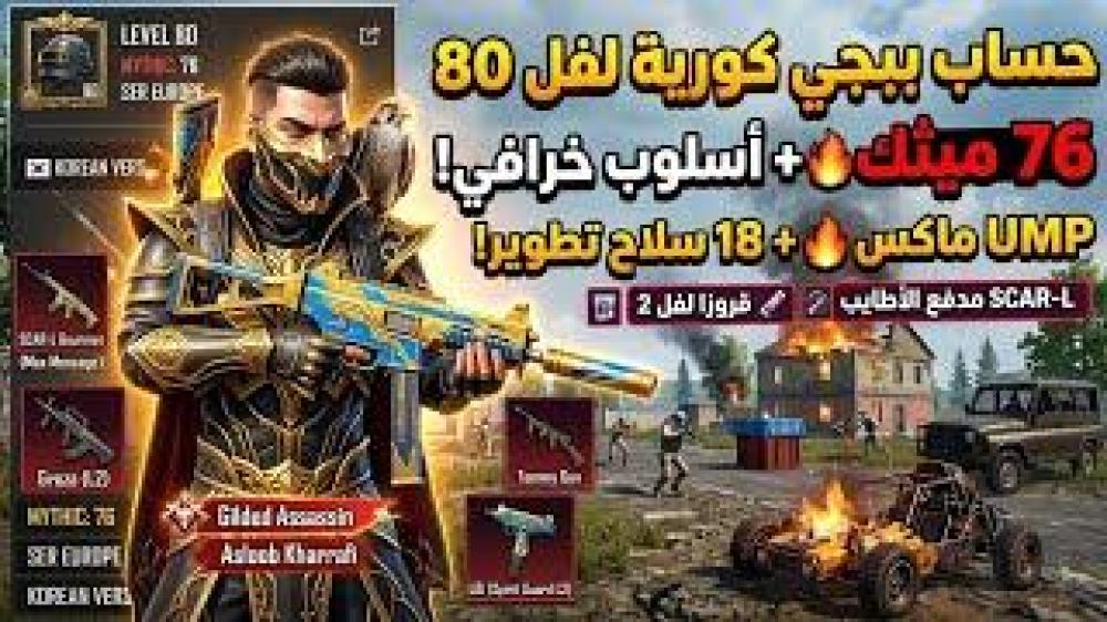حساب ببجي كورية لفل 80  | 76 مثك + أسلوب خرافي ⚡️ | 18 سلاح تطوير (UMP ماكس)  VIP
