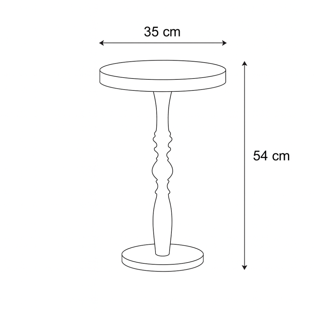 طاولة جانبية دائرية بتصميم خشبي أنيق وقاعدة منحوتة تضيف لمسة دافئة وكلاسيكية للديكور.