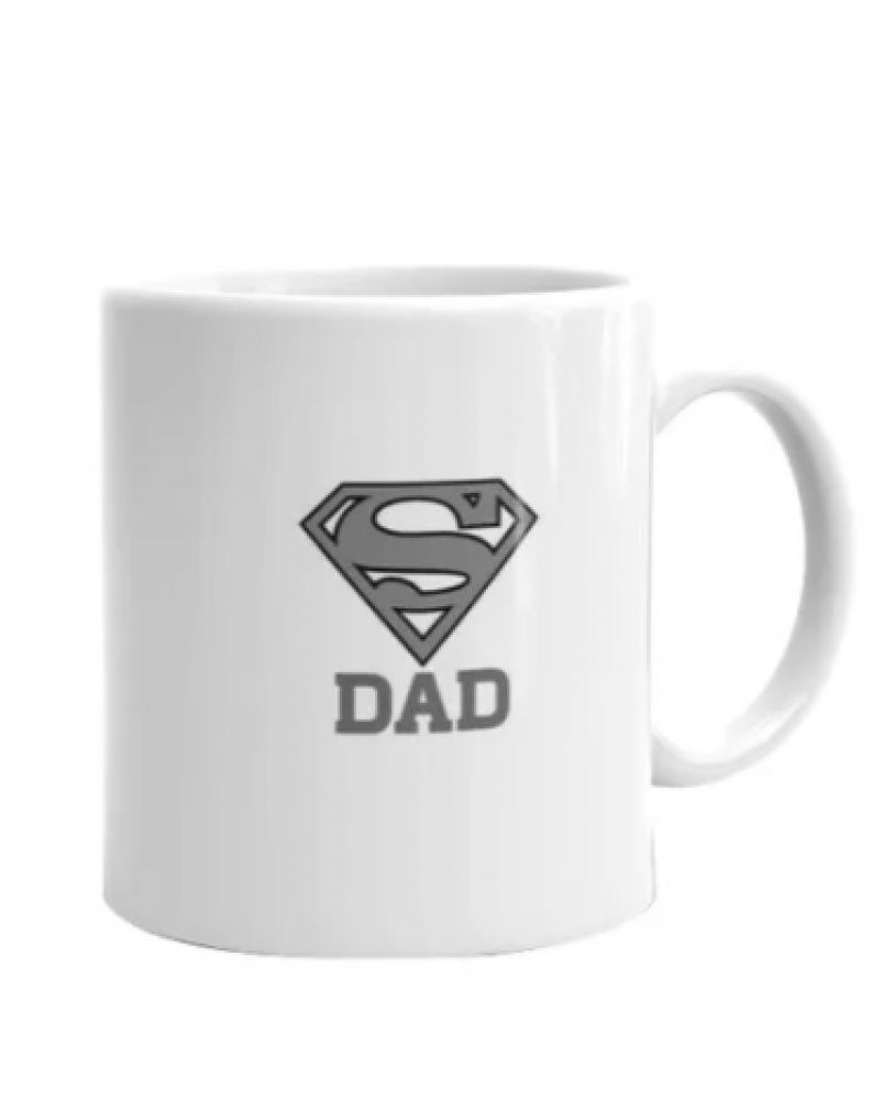 مج بطبعة عبارة "Super Dad" أبيض/رمادي