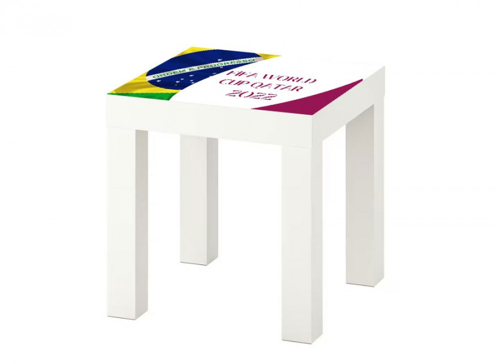 طاولة ايكيا 35 * 35 مطبوعه بشعار الفيفا 2022  لمنتخب البرازيل
