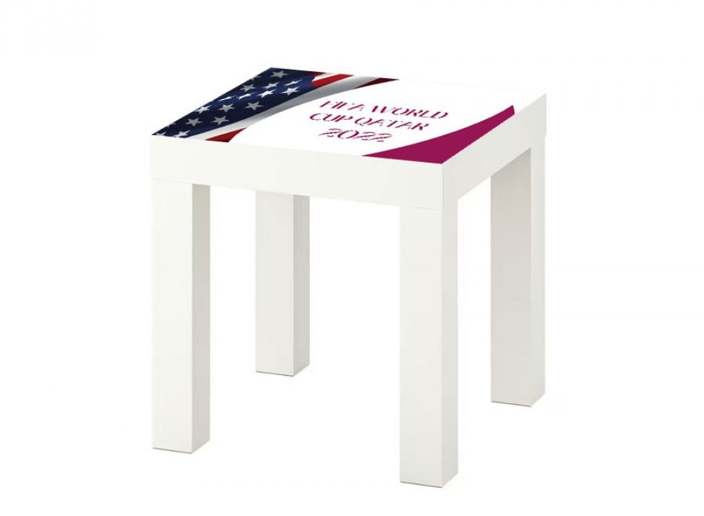 طاولة ايكيا 35 * 35 مطبوعه بشعار الفيفا 2022  لمنتخب الولايات المتحده الامريكية