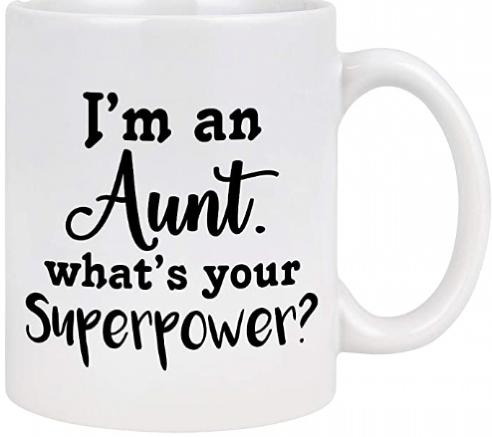 كوب هوة بتصميم عبارة «I Am An Aunt What's Your Superpower» مناسب كهدية للعمة وعيد الام والعمة وعيد الميلاد مطبوع من ع كيفي