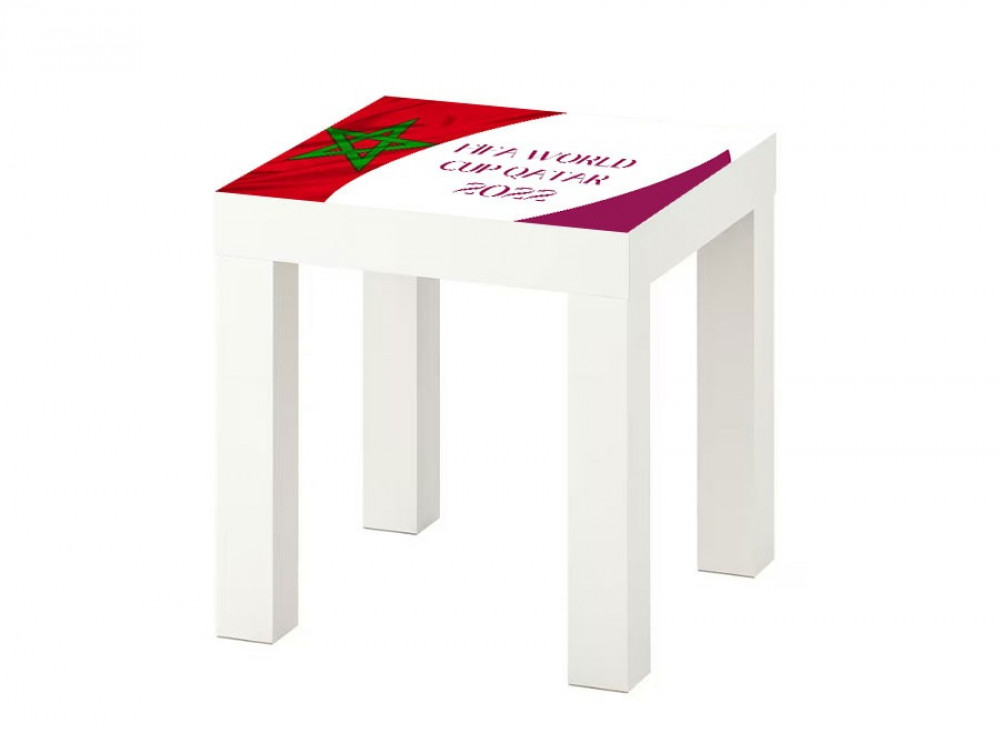 طاولة ايكيا 35 * 35 مطبوعه بشعار الفيفا 2022  لمنتخب المغرب