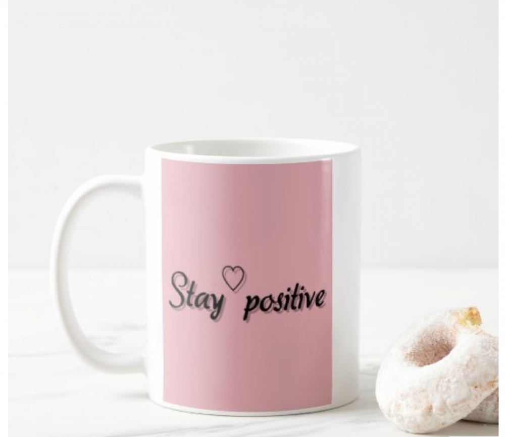 كوب Stay Positive مطبوع من ع كيفي