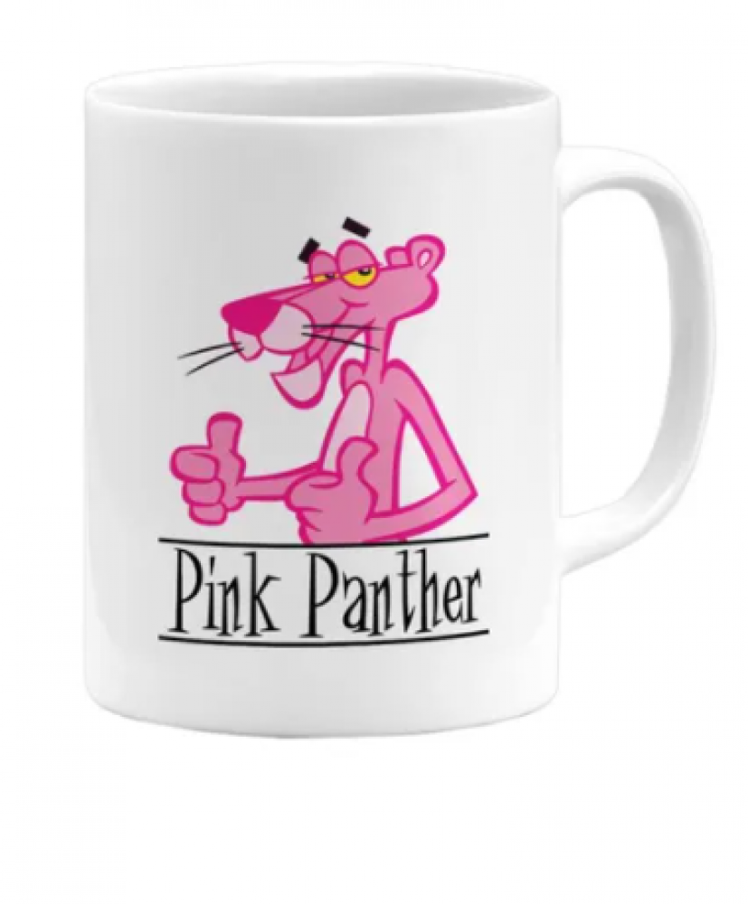 كوب قهوة بطبعة شخصية النمر الوردي أبيض