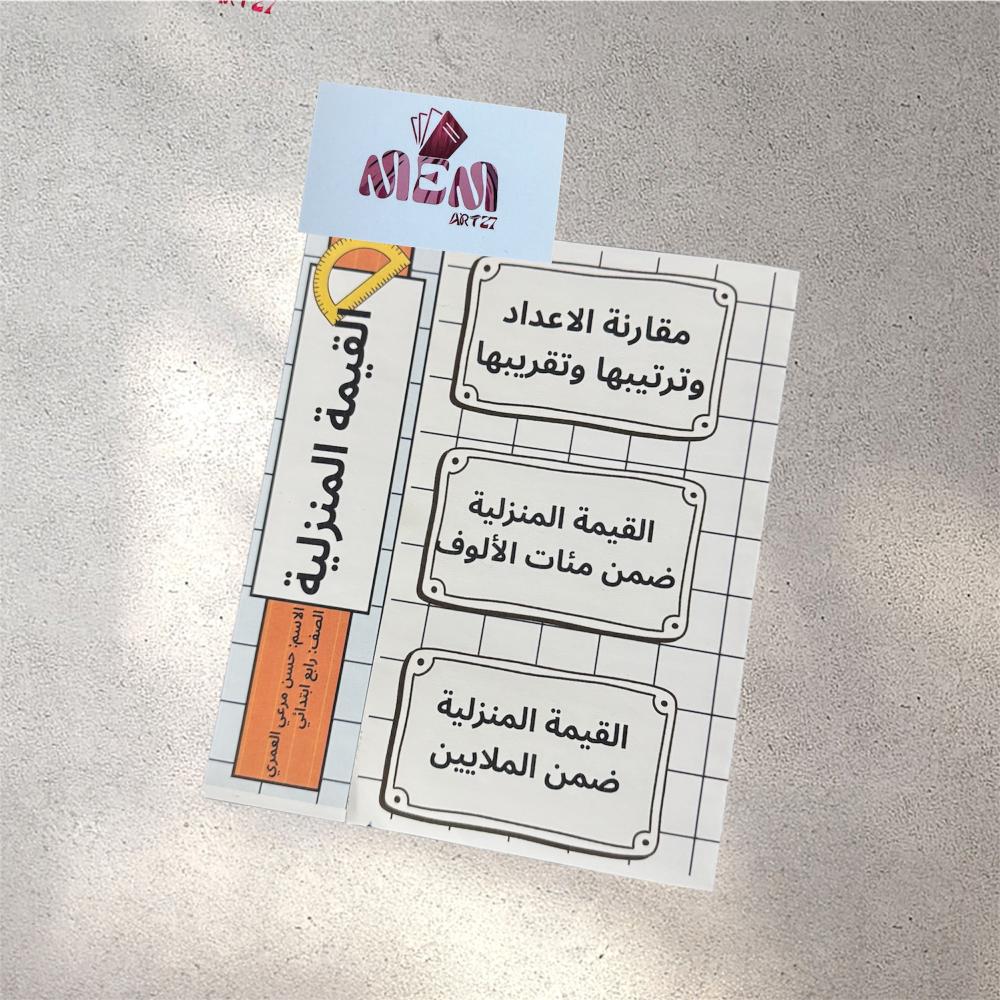 مطوية القيمة المنزليه ( رابع رياضيات )