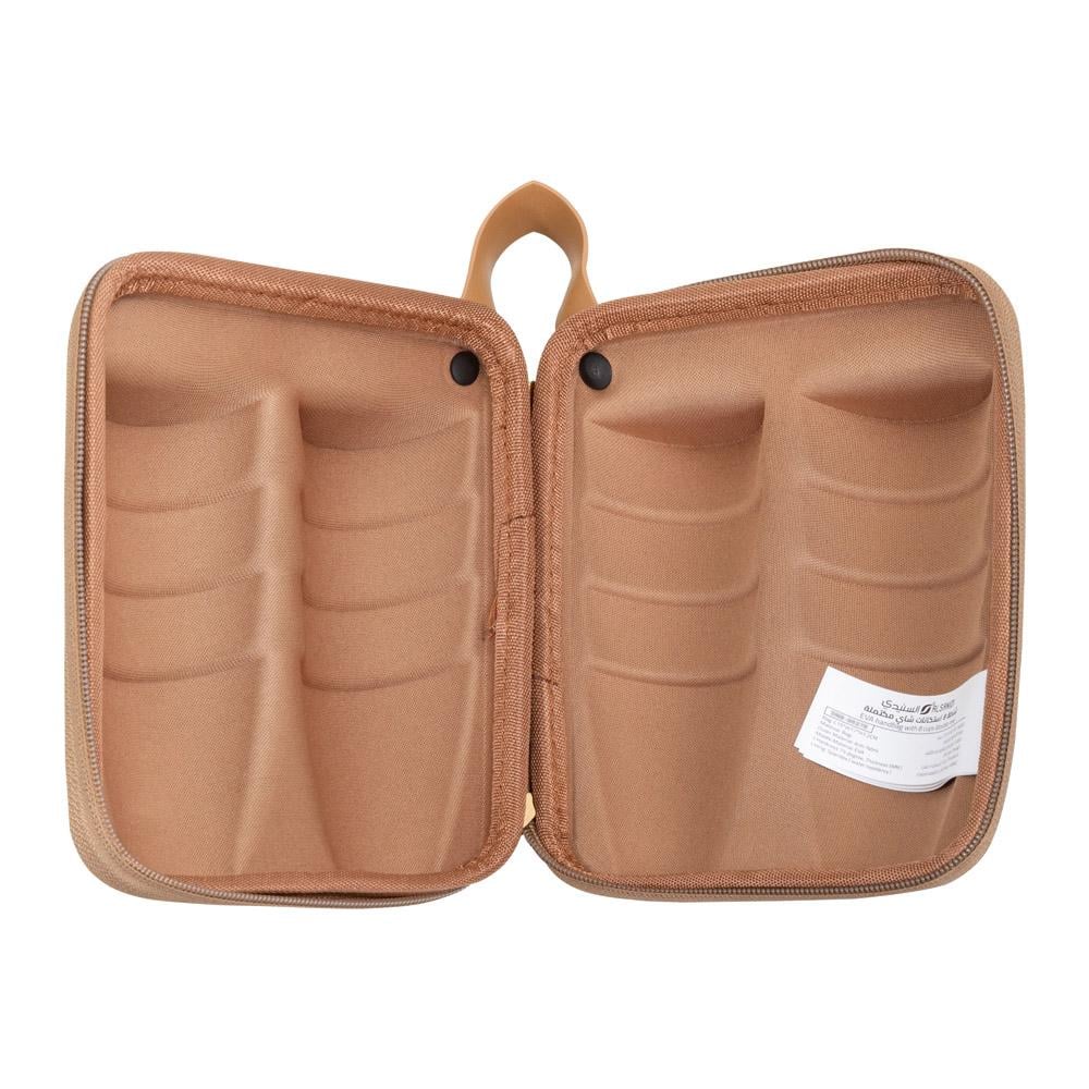 شنطة 8 استكانات شاي مربع17*15 خشبي