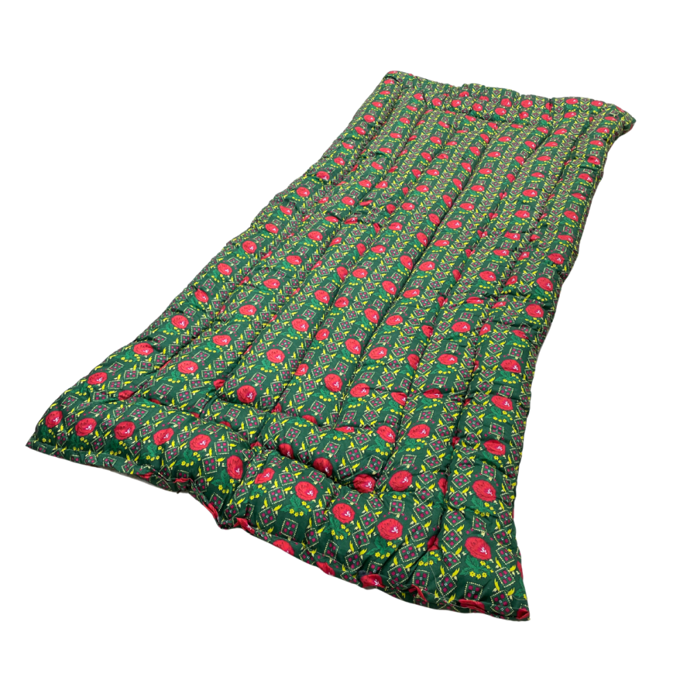مدة (مطرحه) شالكي منقوشة ومبطنة بالقطن 90سم × 1.90 متر لون اخضر