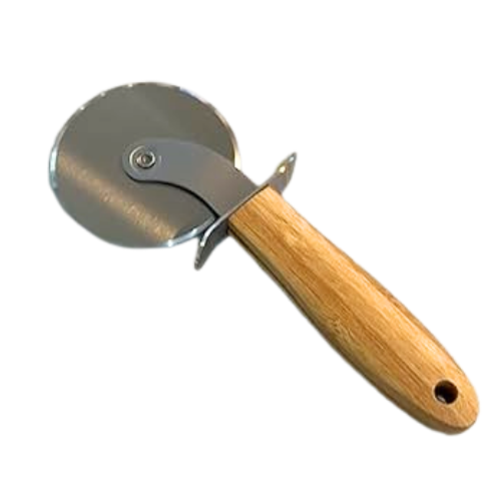 قطاعة البيتزا  من الستانلس ستيل يد خشب