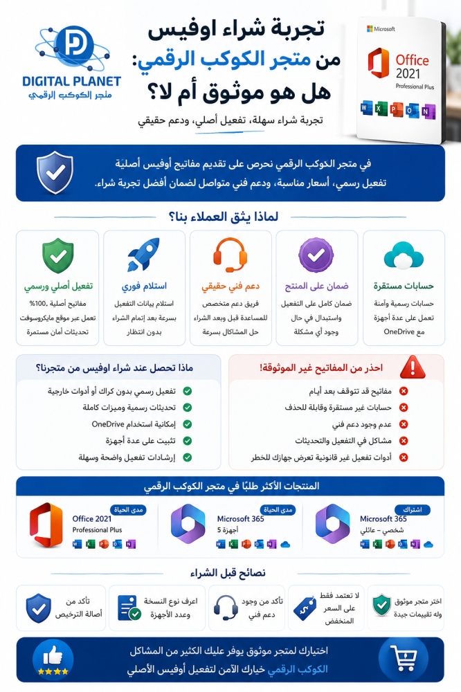 تجربة شراء اوفيس من متجر الكوكب الرقمي