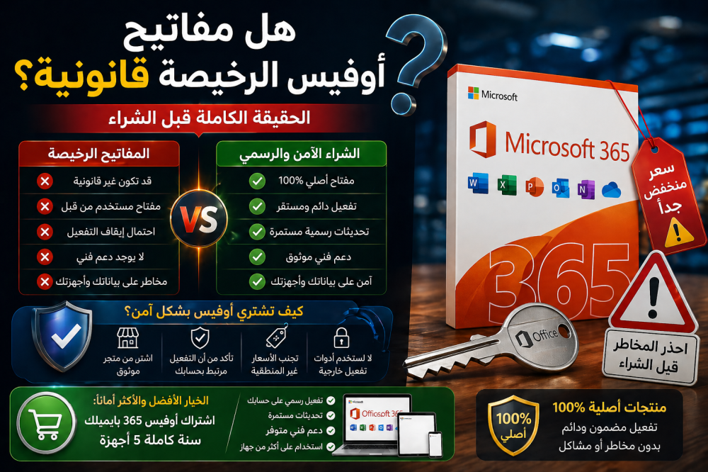 هل مفاتيح أوفيس الرخيصة قانونية وآمنة؟
