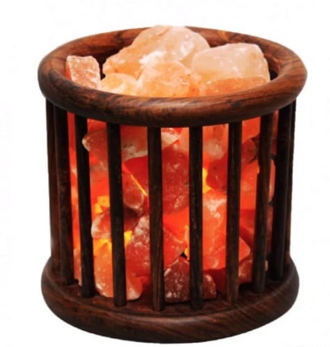 مصباح السلة الخشبية مع قطع ملح الهيمالايا-1