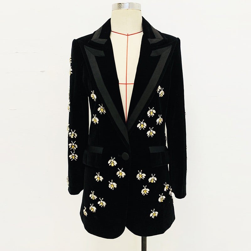 Black Gucci jacket decorated with crystal beads - جوانا بوتيك
