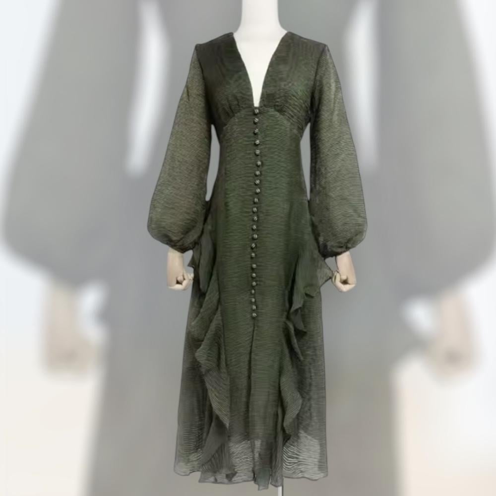 olive green button front dress Cedar Green Button Down Granier Dress Tuckernuck Cedar Green / XXL main image 1