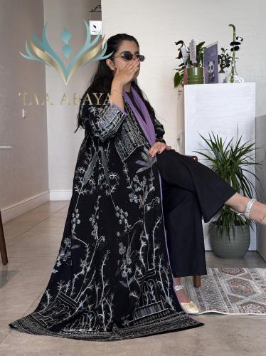 عباية كريب سبيشل تطريز كمبيوتر مع كريستال، القصة ا...