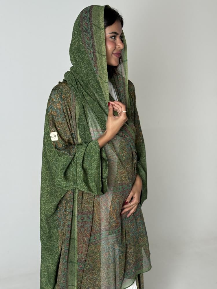 عباية حرير أخضر