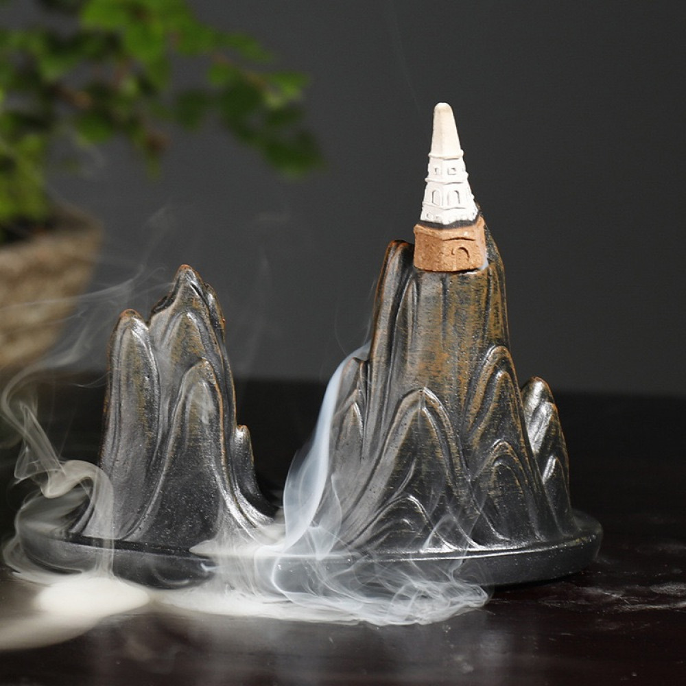 Reverse flow ceramic incense burner - seashells and fish - متجر غصن الصنوبر