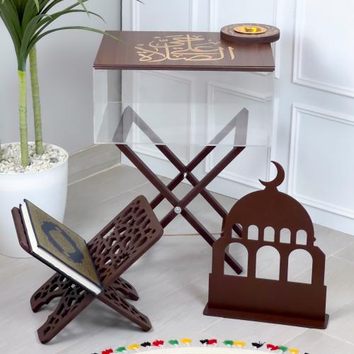 منظم سجاد اكريلك + مبخرة + ساتر + حامل مصحف - بني
