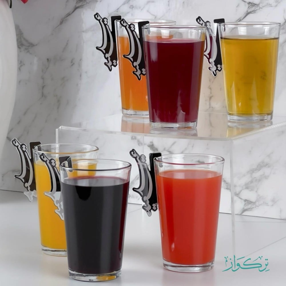 6 قطع تعليقة اكواب عيد سعيد | فضي