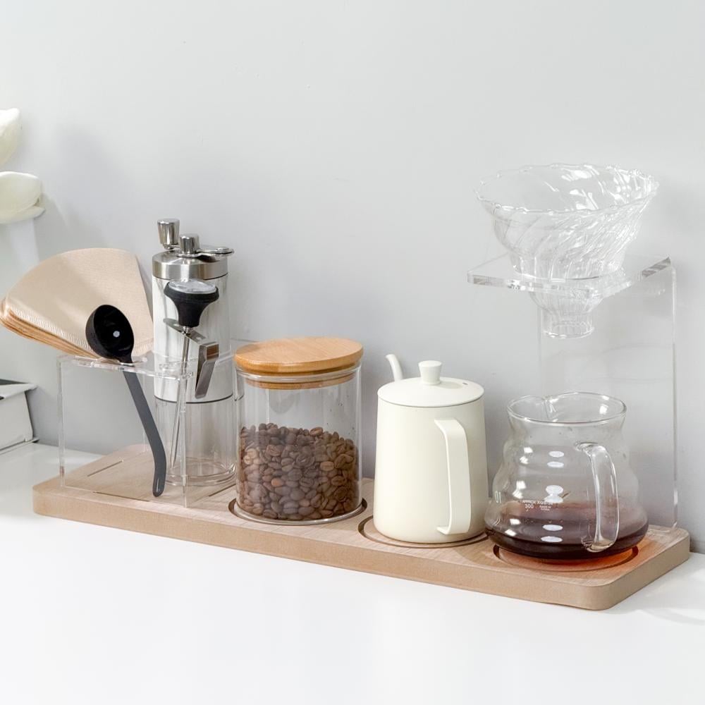 منظم ركن القهوة - خشبي