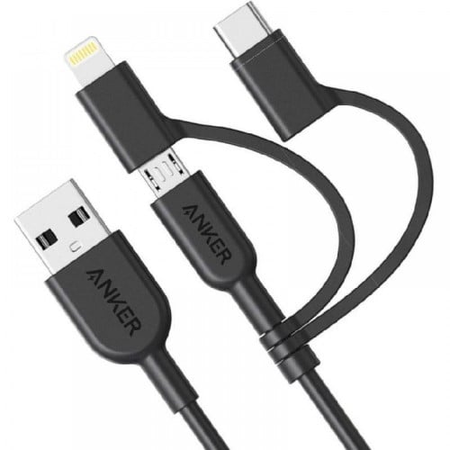 كيبل أنكر 3 في 1 بطول 1 متر أسود