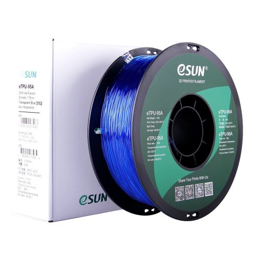 eTPU-95A filament,1.75mm,Transparent Blue,1kg/roll