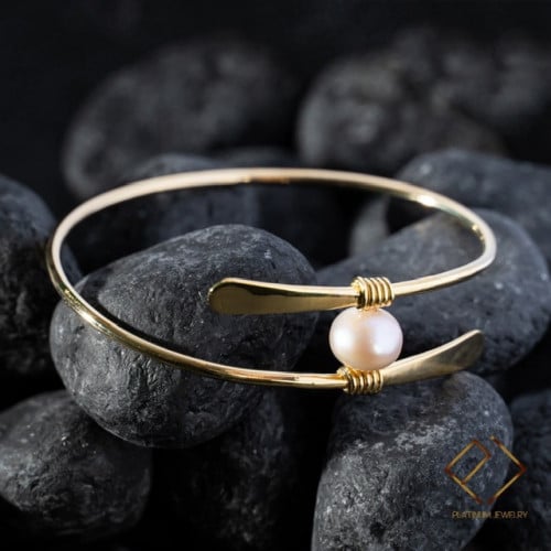 اسواره فضة عيار 925 مطلي ذهب و حجر لولو