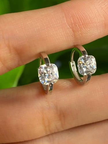 Silver cushion earring