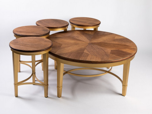 طقم طاولات خشب فاخر بقوائم ذهبيه نوفا nooofa