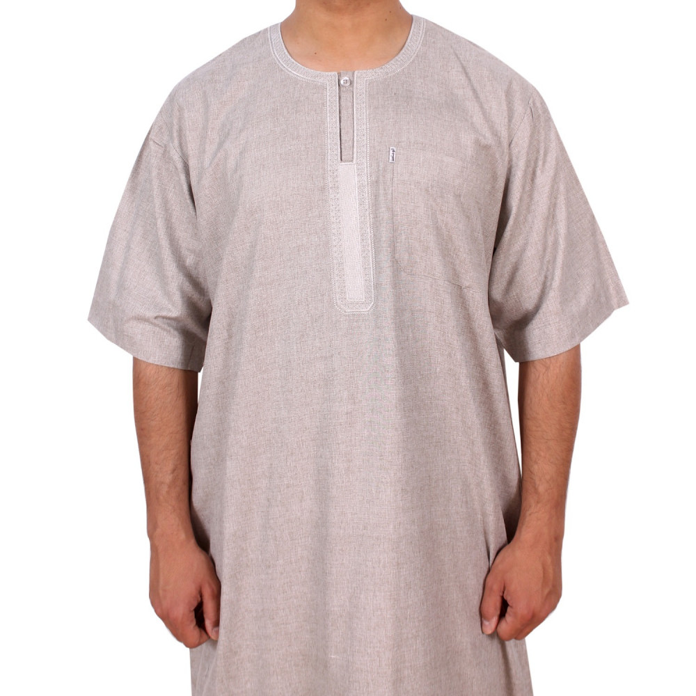 Jalabiya for Men & Embroidered Half Sleeve M - Alwajaha