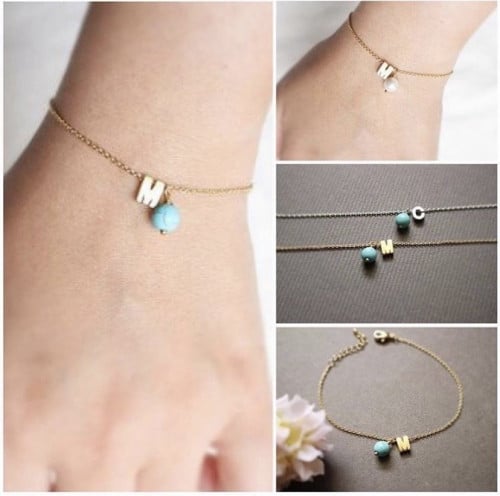 اسوره حرف مع خرز تركواز - لولو