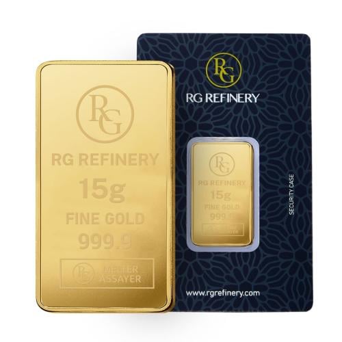 سبيكة ذهب آر جي ذهب عيار 24 بوزن 15 غرام