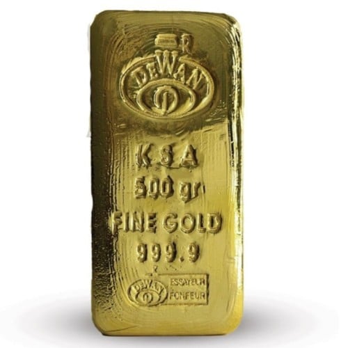 سبيكة ذهب عيار 24 بوزن 500 غرام ديوان الذهب